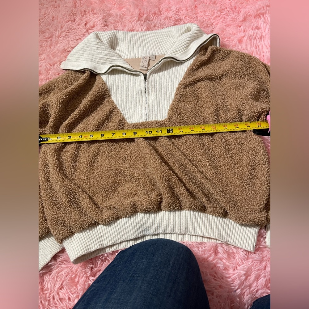 Dolan Sherpa Half Zip Pullover Neutral Colorblock Fleece Women’s Large - Picture 8 of 8